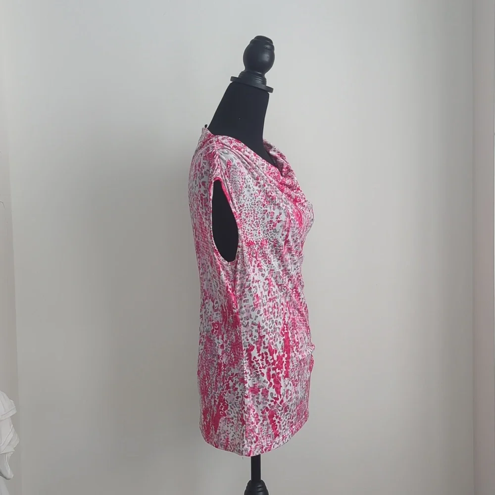 Anne Klein Pink & White Draped Cowl-Neck Camisole - Picture 3 of 6